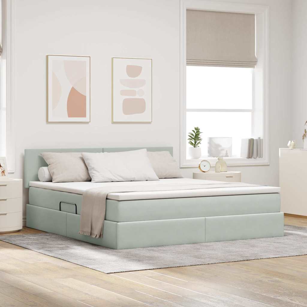 Krevet s od storage Svijetlo siva 180 x 200 cm Baršun