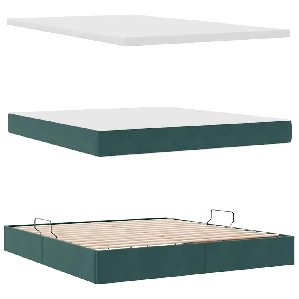 Krevet s od storage s madracem Tamnozelena 180 x 200 cm Baršun