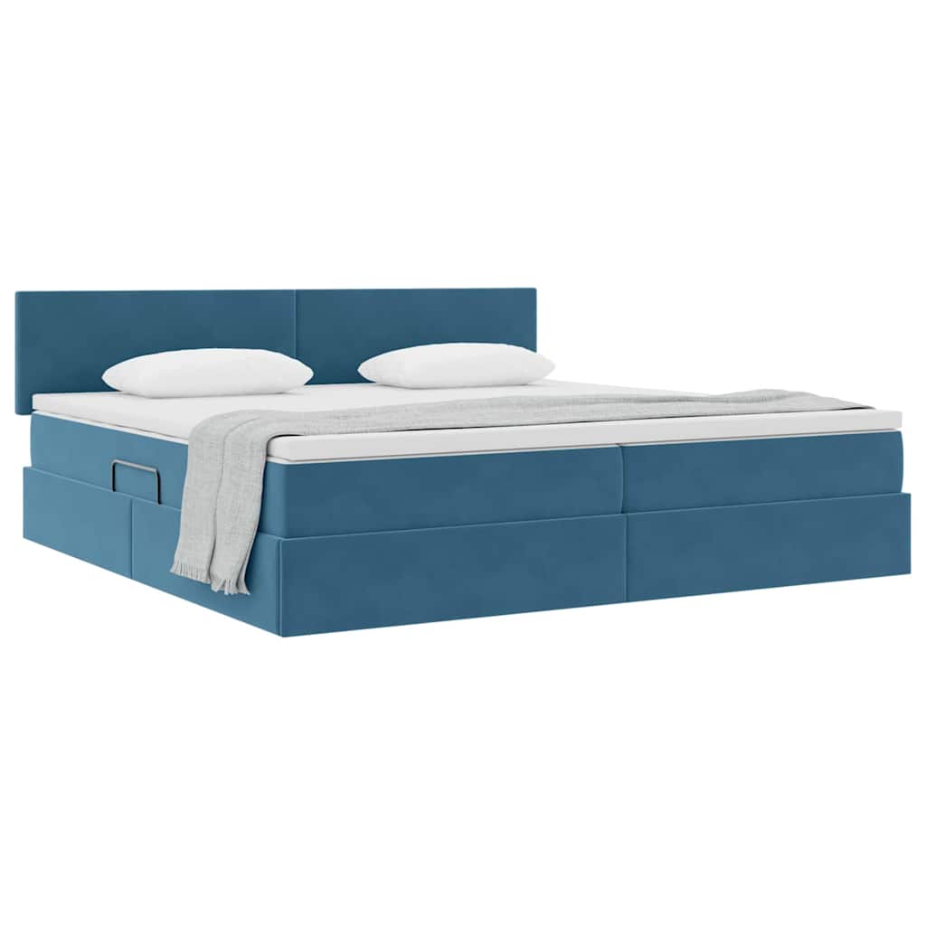 Krevet s od storage s madracem Tamno plava 200 x 200 cm Baršun