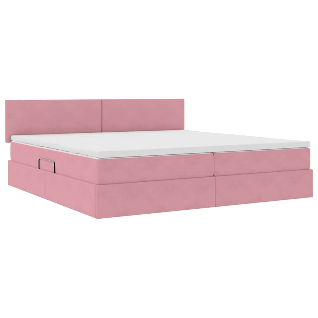 Krevet s od storage s madracem Ružičasta 200 x 200 cm Baršun