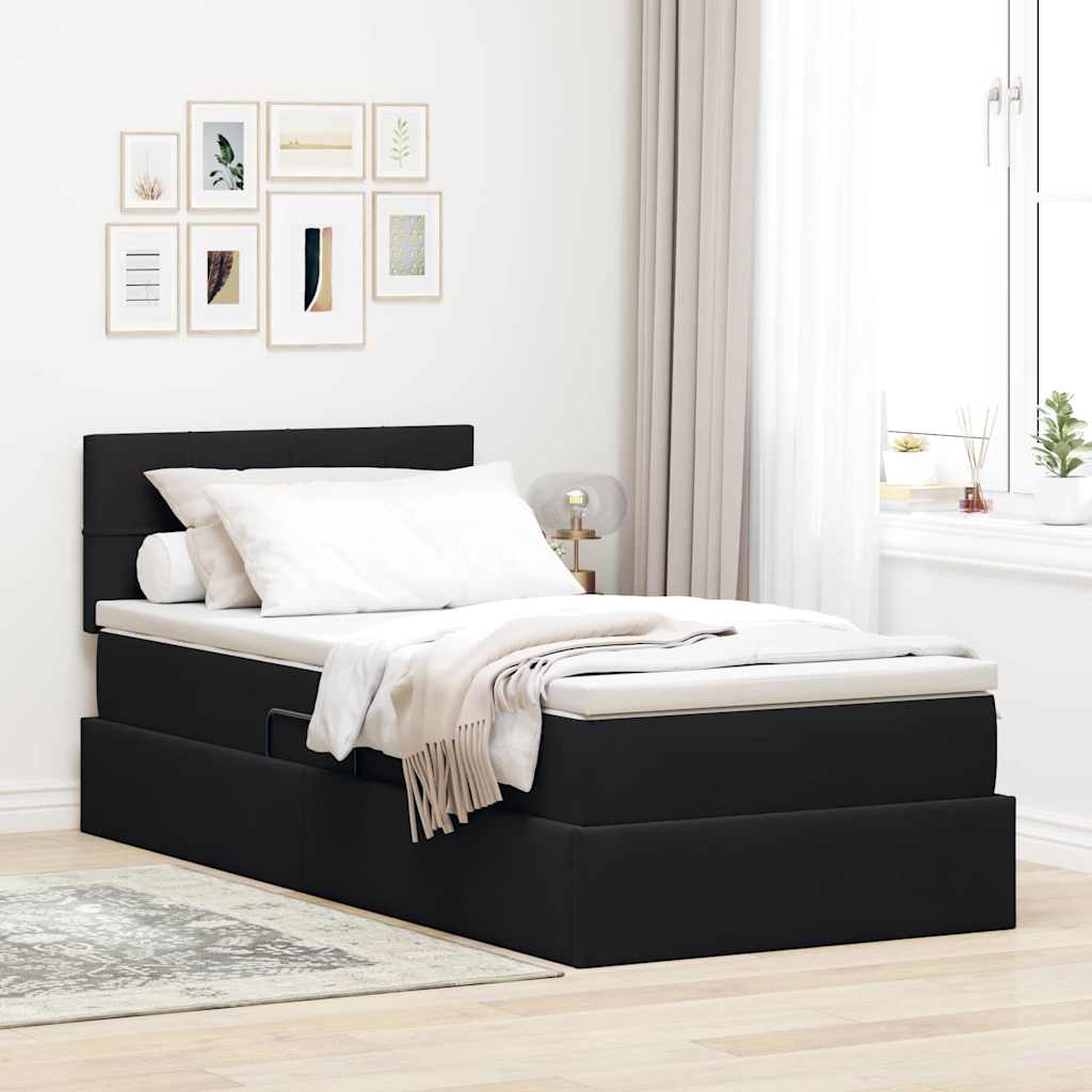 Krevet s od storage s madracem Crna 90 x 190 cm Baršun