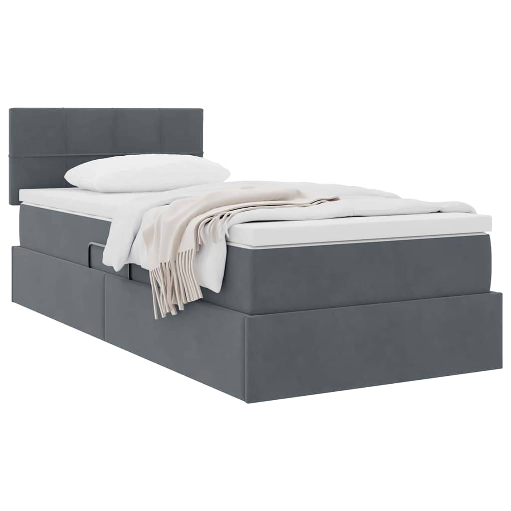 Krevet s od storage s madracem Tamno siva 90 x 200 cm Baršun