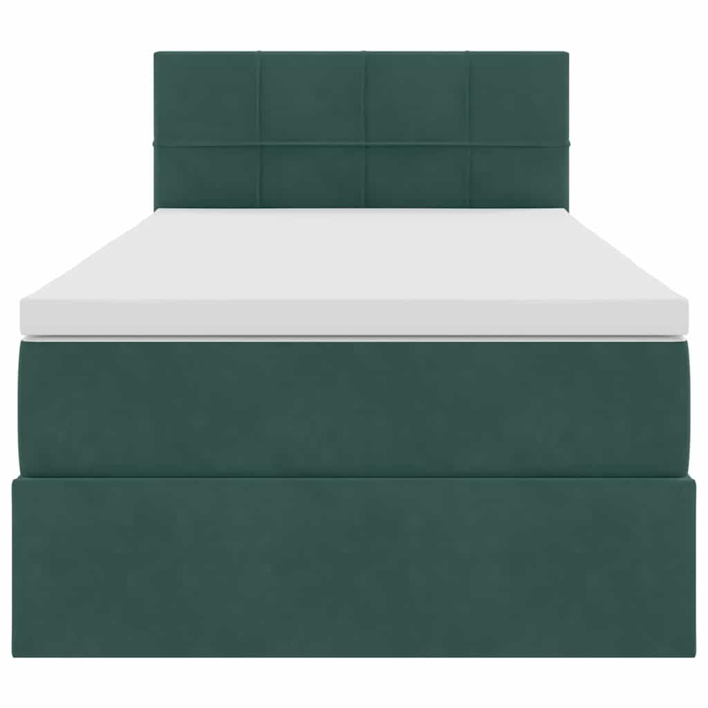 Krevet s od storage s madracem Tamnozelena 100 x 200 cm Baršun