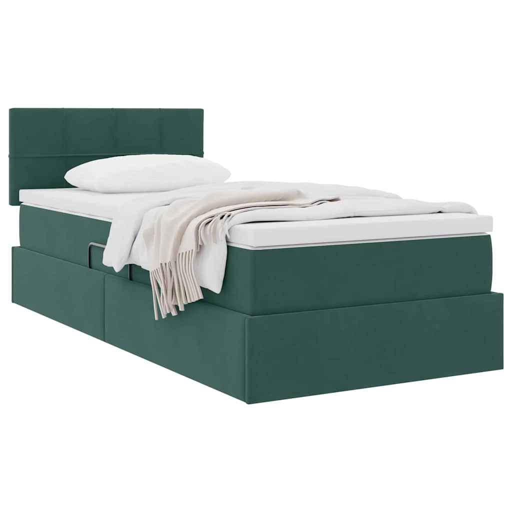 Krevet s od storage s madracem Tamnozelena 100 x 200 cm Baršun