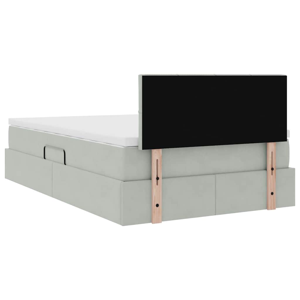 Krevet s od storage Svijetlo siva 120 x 190 cm Baršun