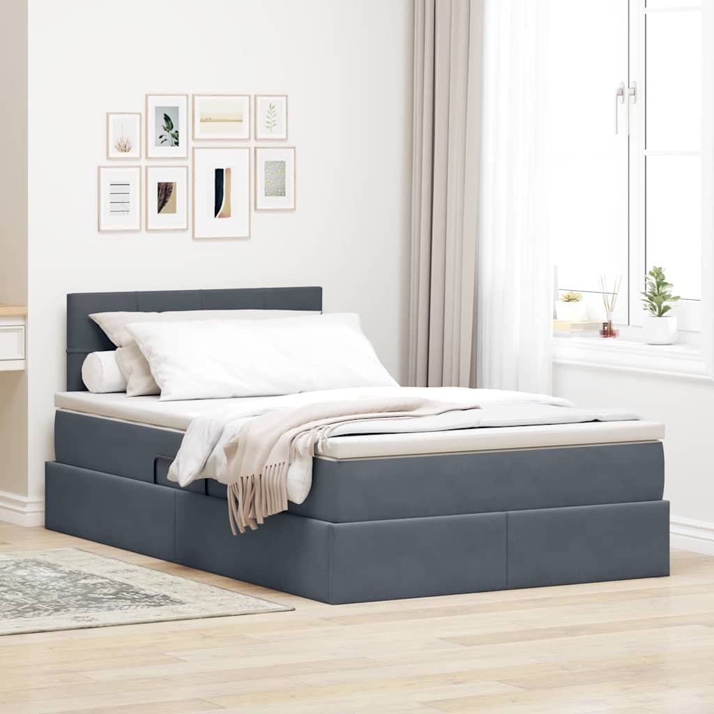 Krevet s od storage s madracem Tamno siva 120 x 190 cm Baršun
