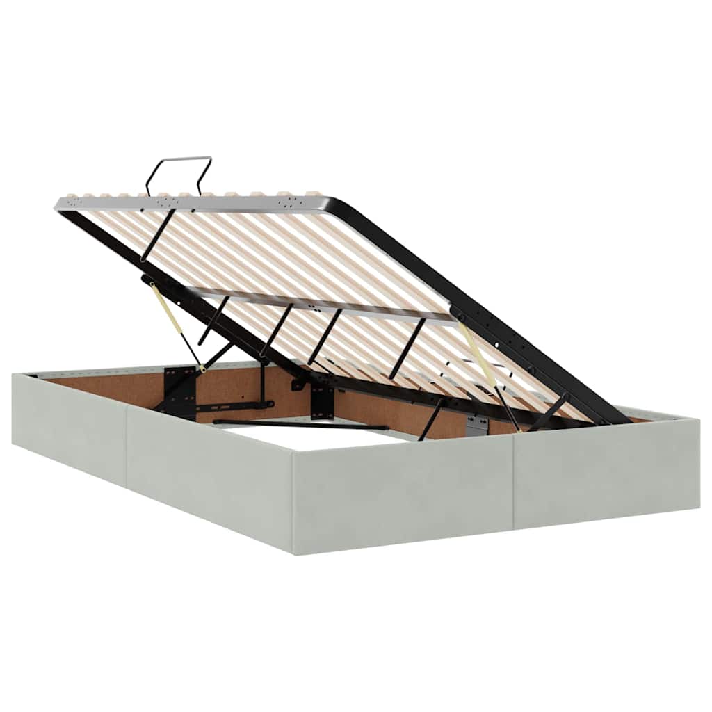 Krevet s od storage Svijetlo siva 120 x 200 cm Baršun