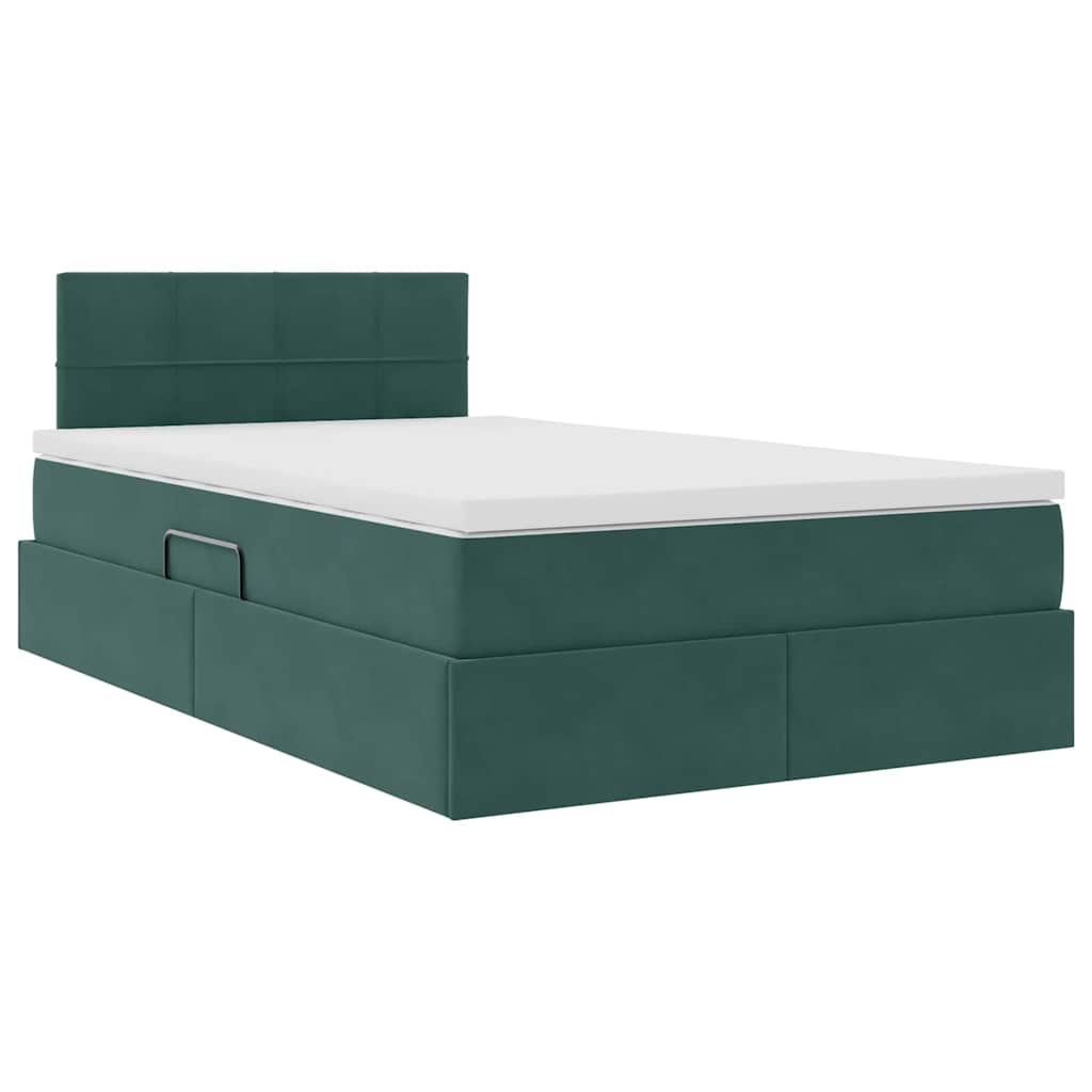 Krevet s od storage s madracem Tamnozelena 120 x 200 cm Baršun