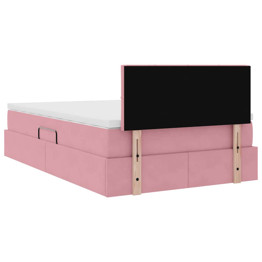 Krevet s od storage s madracem Ružičasta 120 x 200 cm Baršun