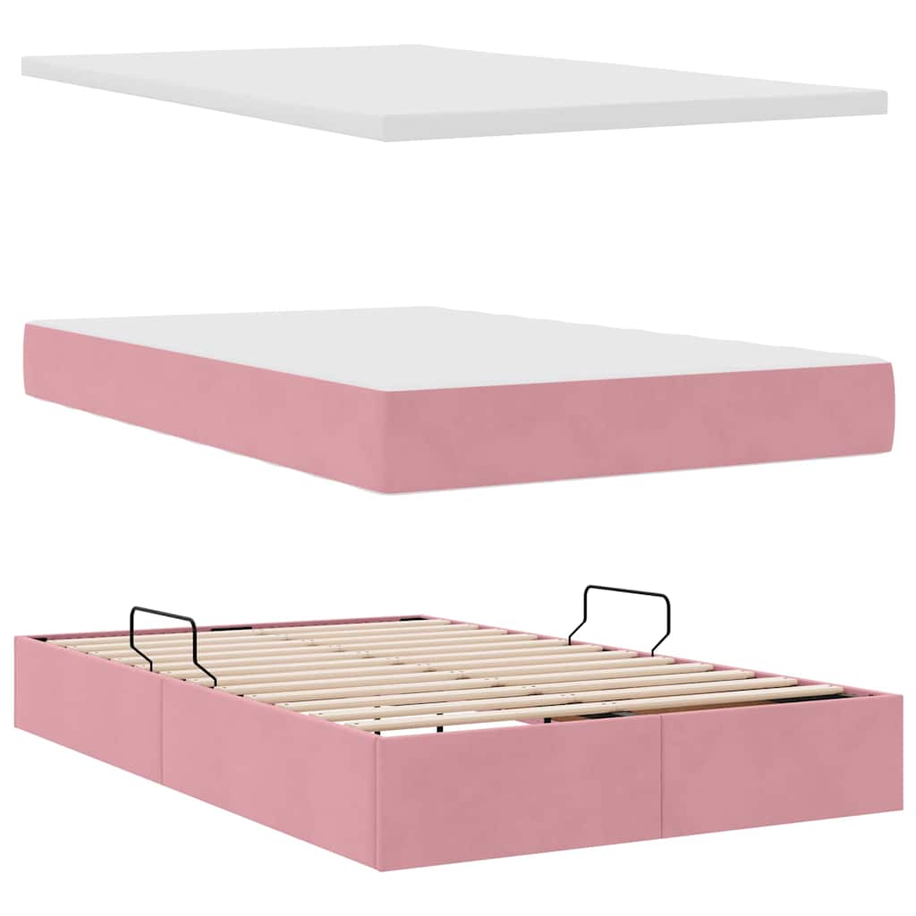 Krevet s od storage s madracem Ružičasta 120 x 200 cm Baršun