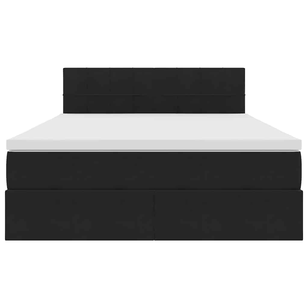 Krevet s od storage s madracem Crna 140 x 190 cm Baršun