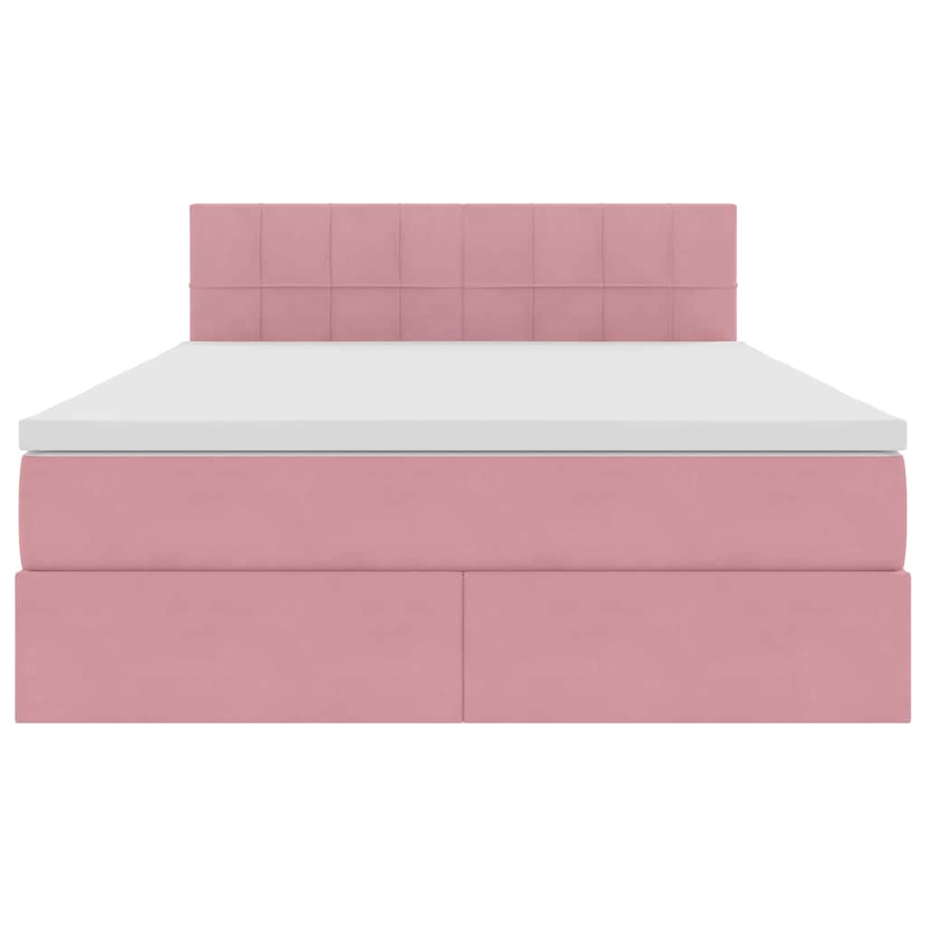 Krevet s od storage s madracem Ružičasta 140 x 190 cm Baršun