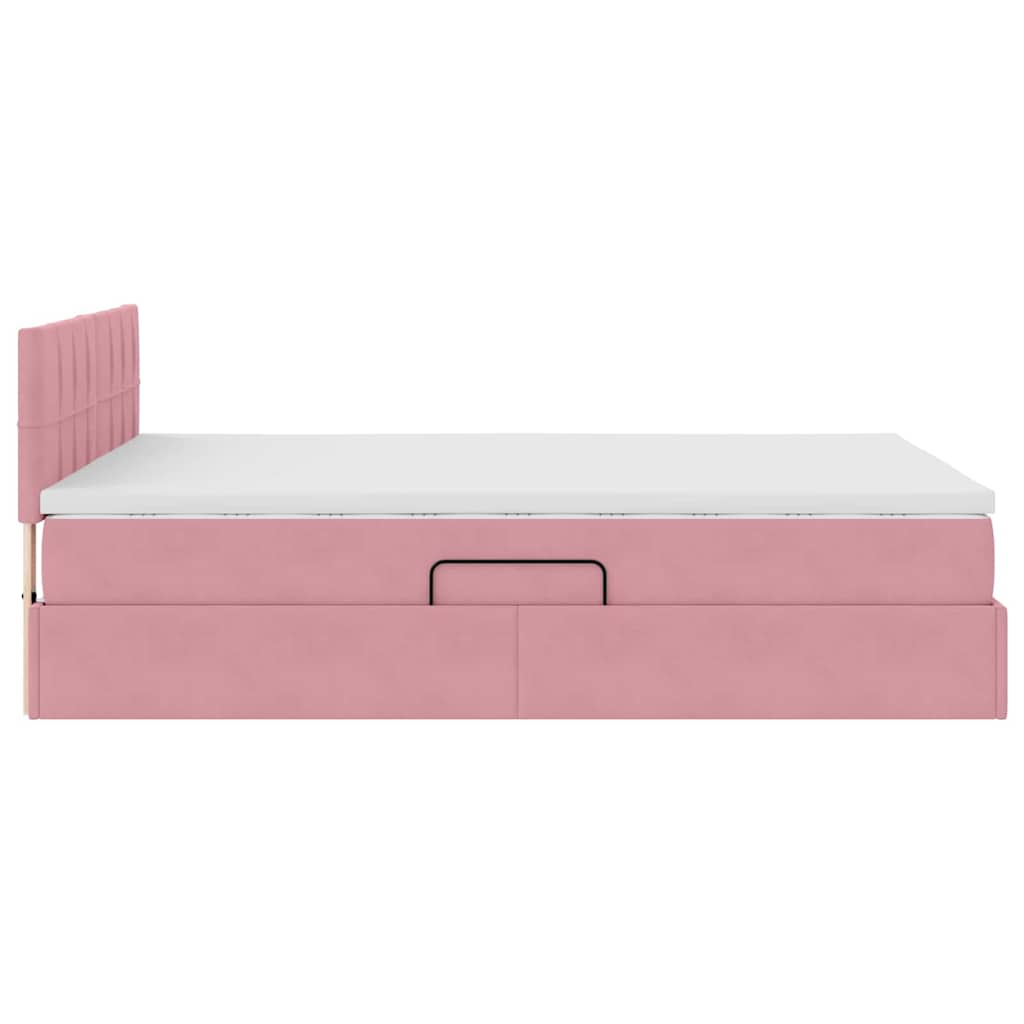 Krevet s od storage s madracem Ružičasta 140 x 190 cm Baršun