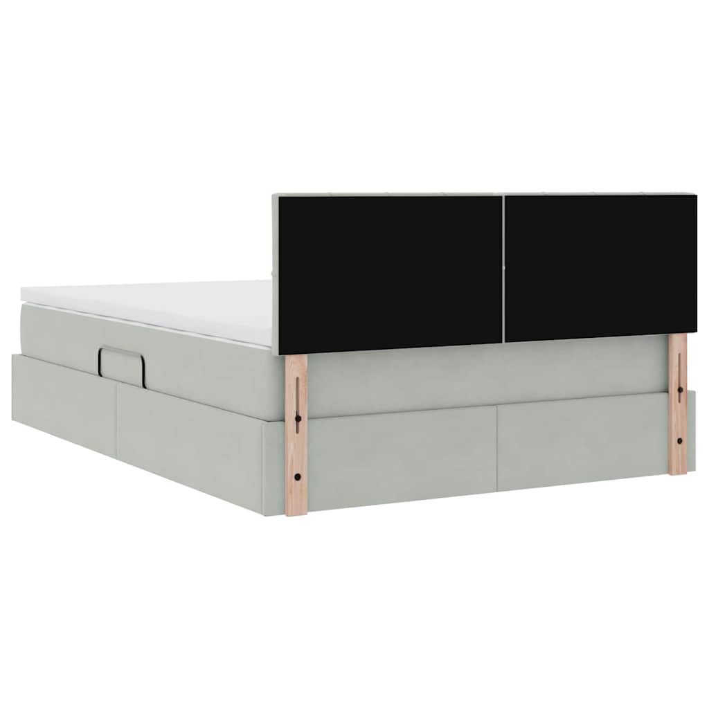 Krevet s od storage Svijetlo siva 140 x 200 cm Baršun