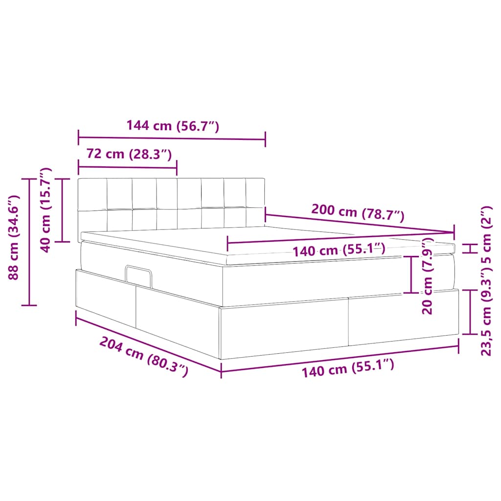 Krevet s od storage Svijetlo siva 140 x 200 cm Baršun