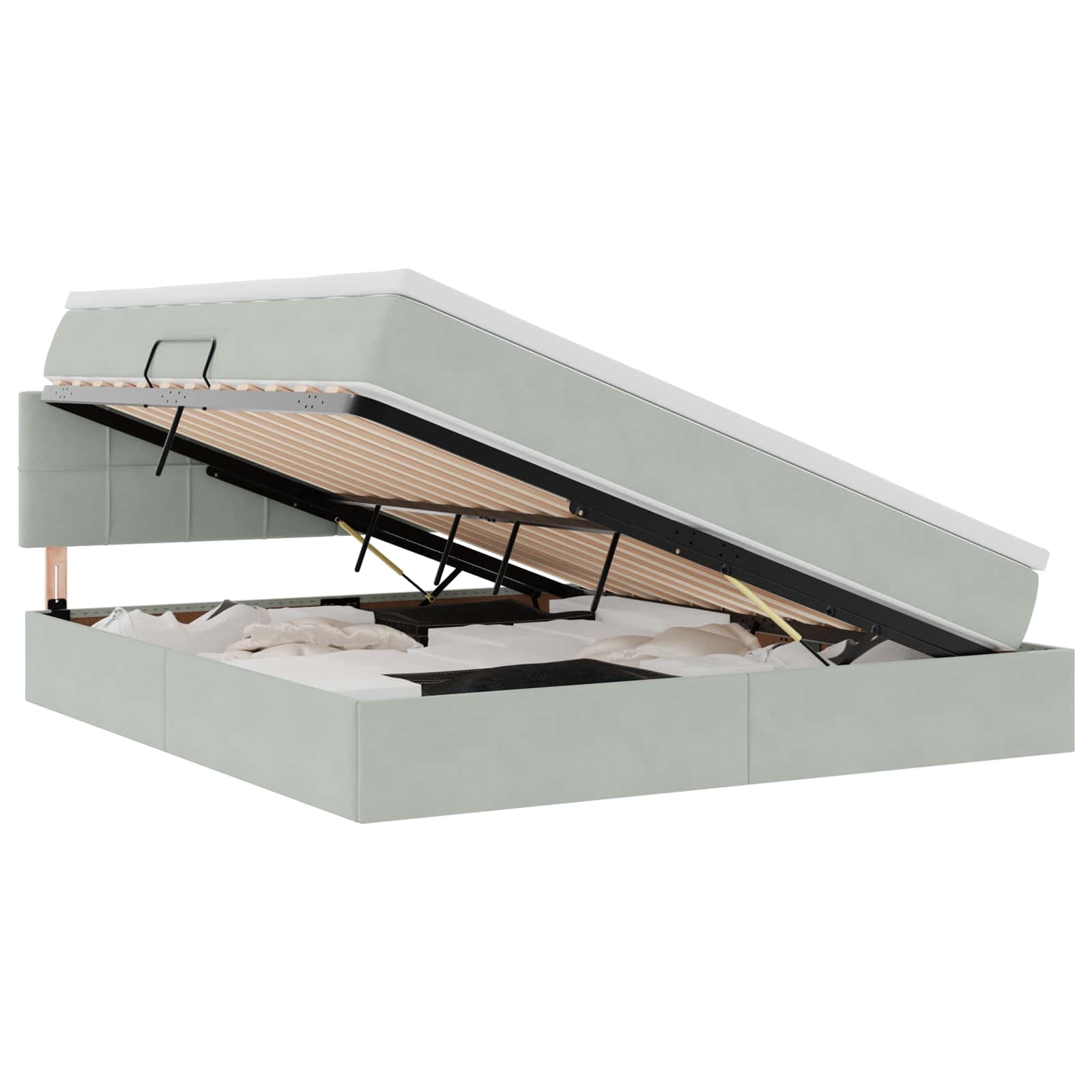Krevet s od storage Svijetlo siva 160 x 200 cm Baršun