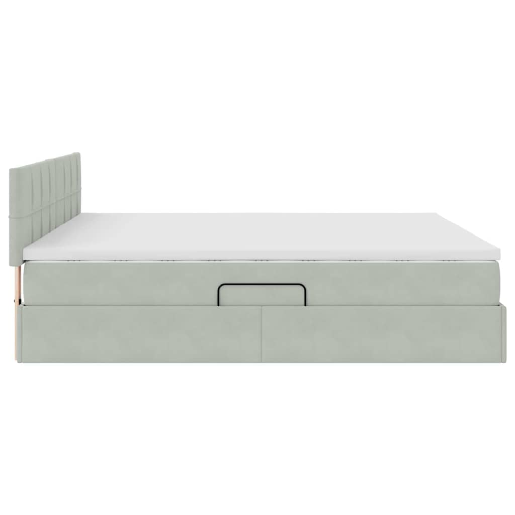 Krevet s od storage Svijetlo siva 180 x 200 cm Baršun