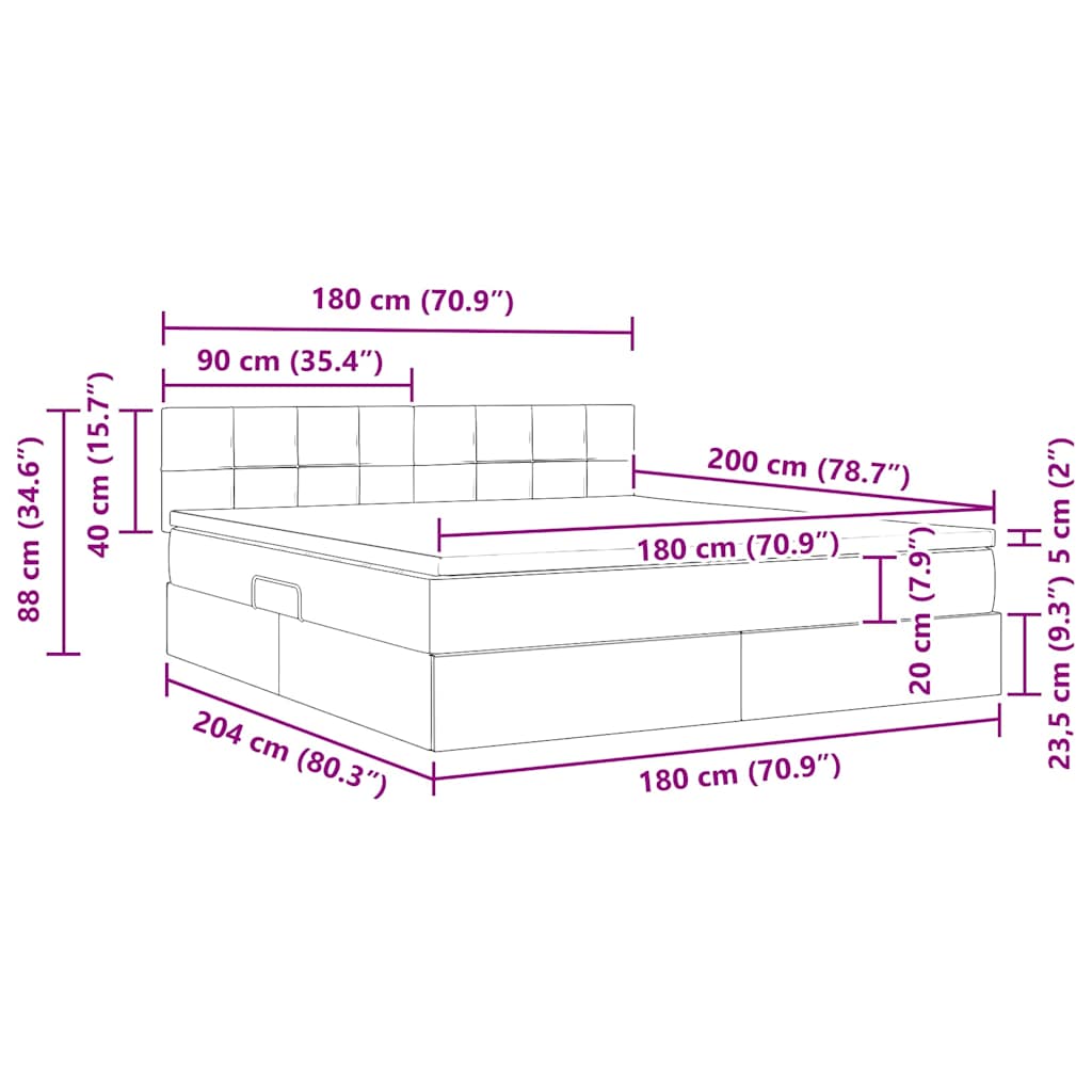 Krevet s od storage Svijetlo siva 180 x 200 cm Baršun