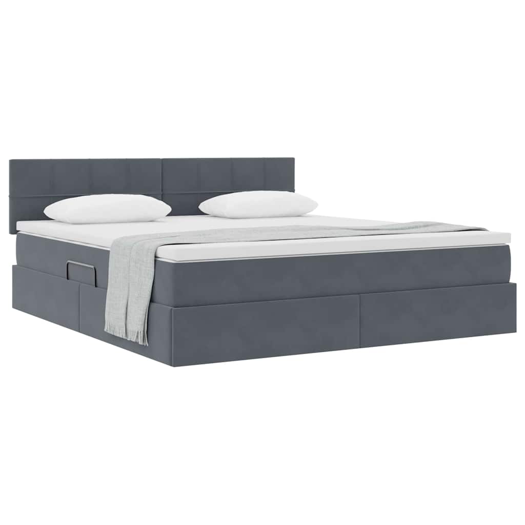 Krevet s od storage s madracem Tamno siva 180 x 200 cm Baršun