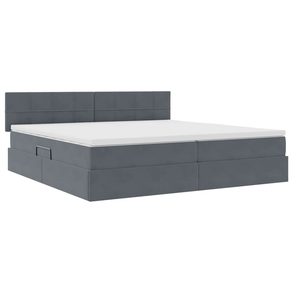 Krevet s od storage s madracem Tamno siva 200 x 200 cm Baršun