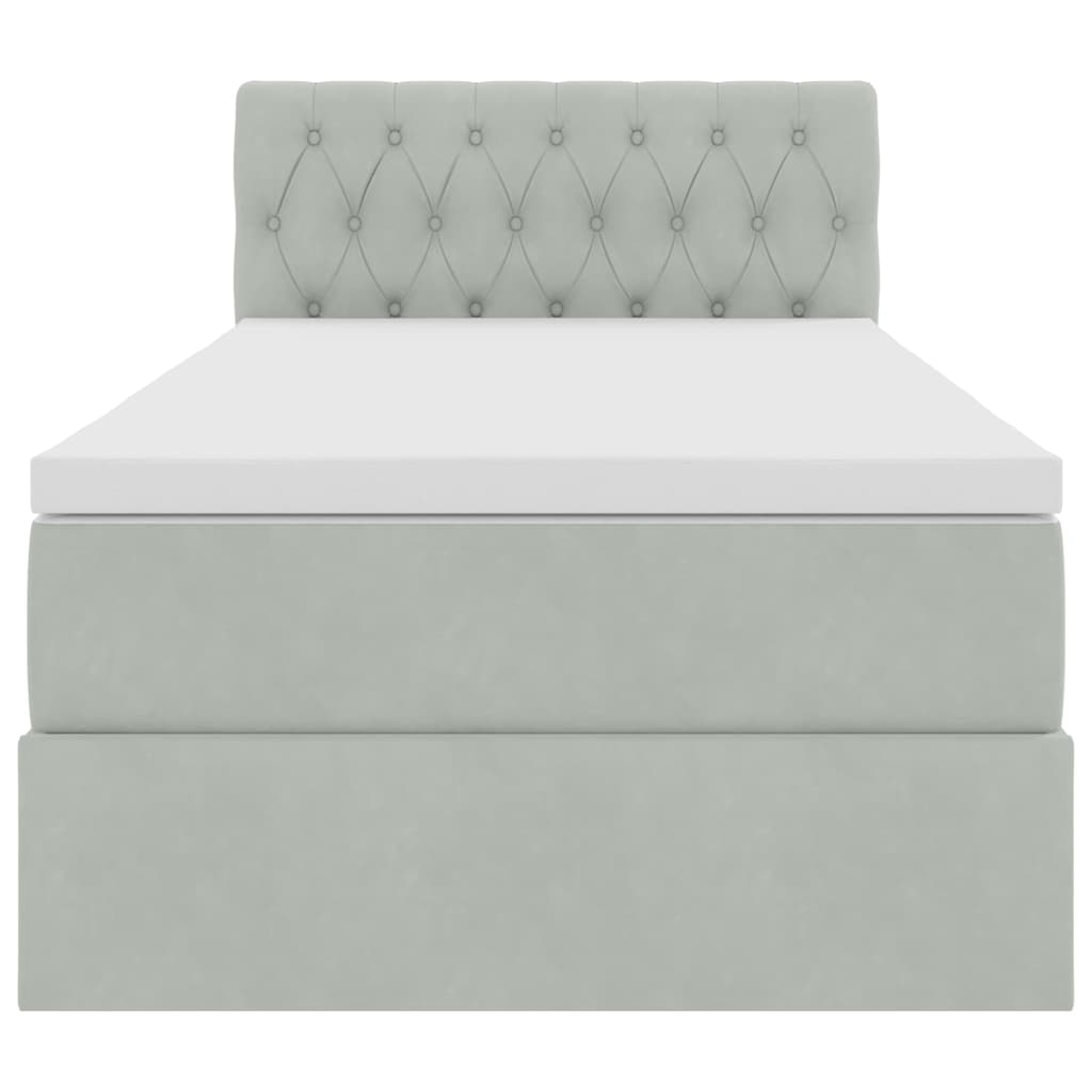 Krevet s od storage s madracem Svijetlo siva 90 x 190 cm Baršun