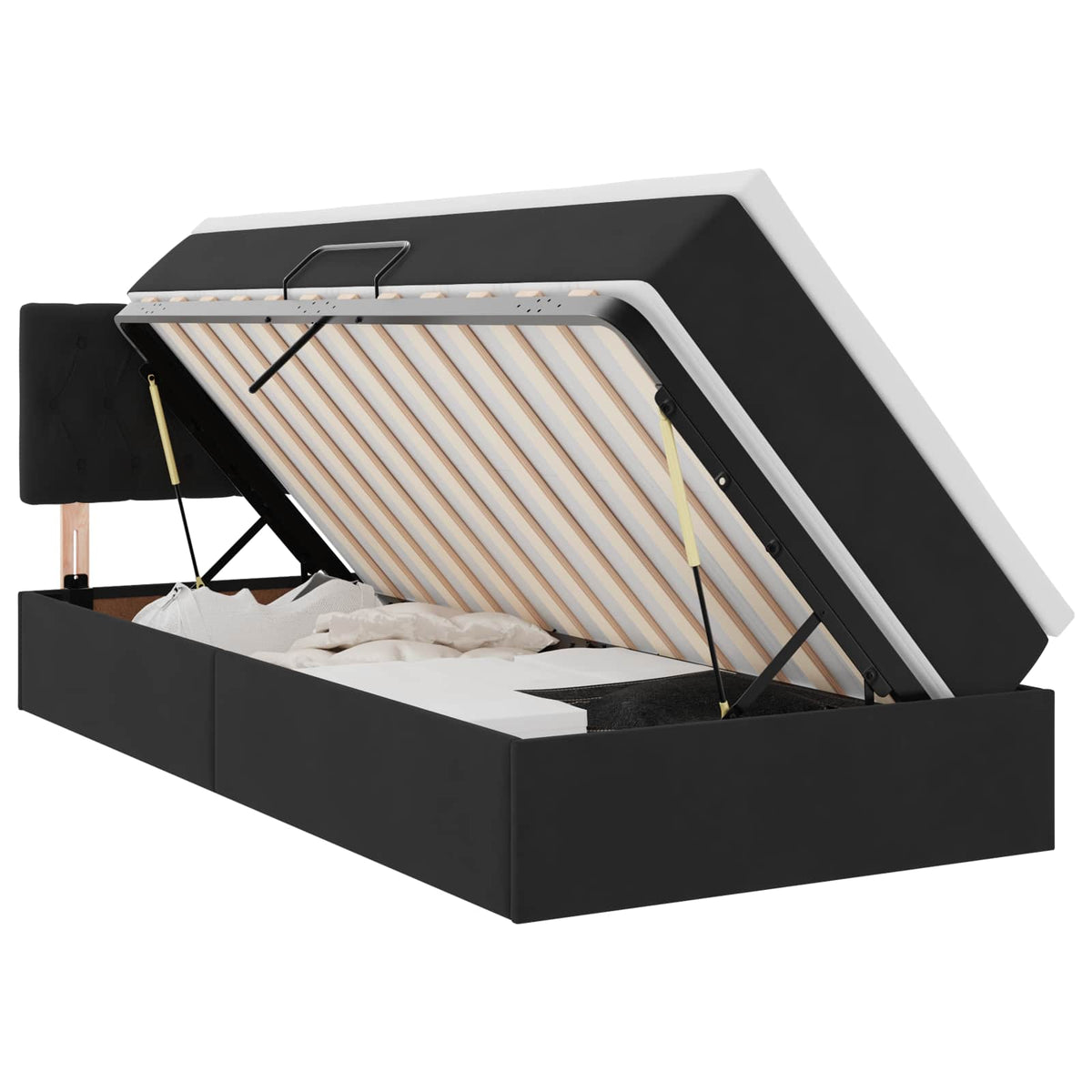 Krevet s od storage s uzglavljem Crna 90 x 190 cm Baršun
