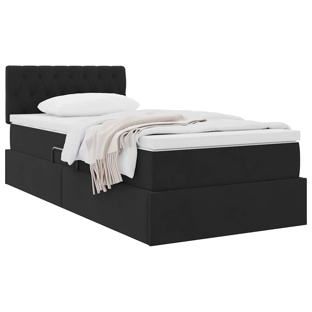 Krevet s od storage s uzglavljem Crna 90 x 190 cm Baršun