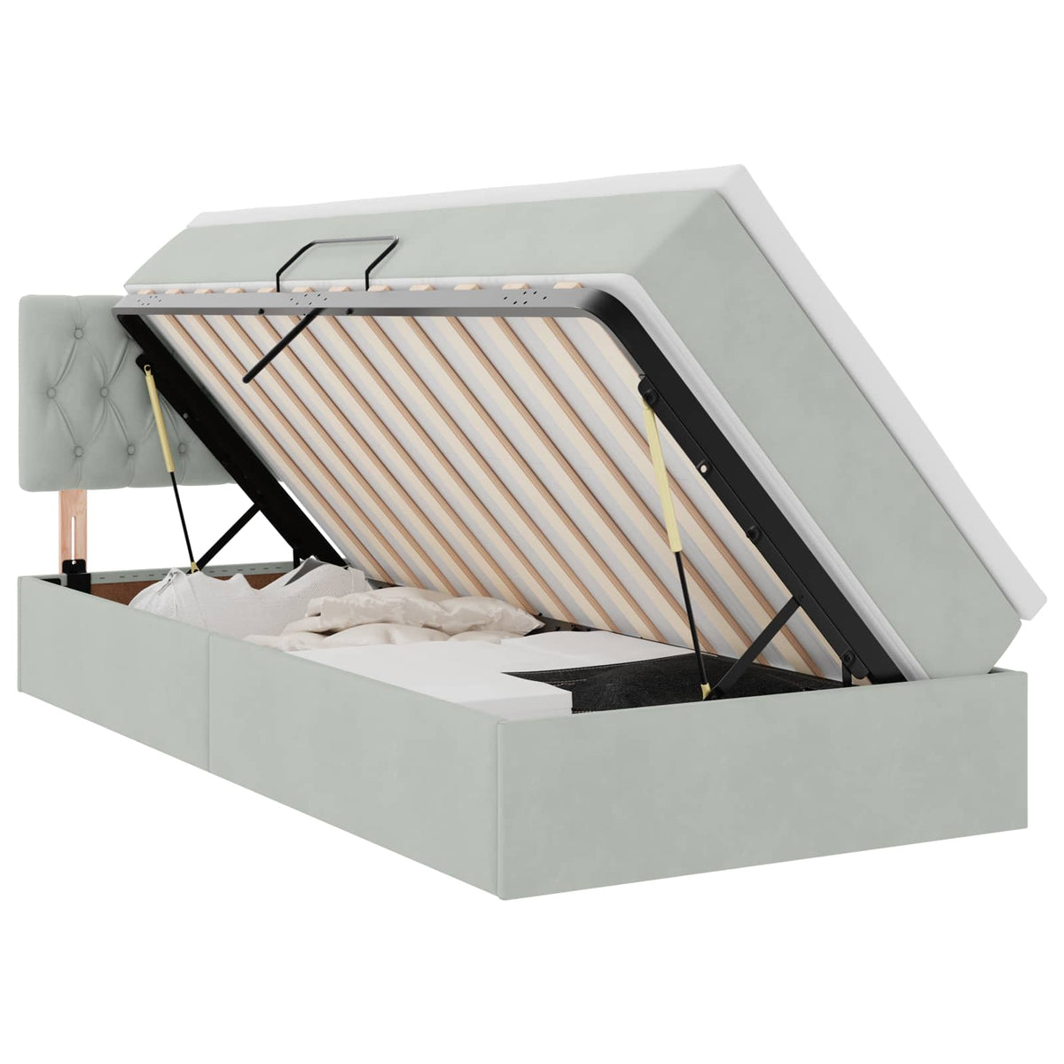 Krevet s od storage Svijetlo siva 90 x 200 cm Baršun