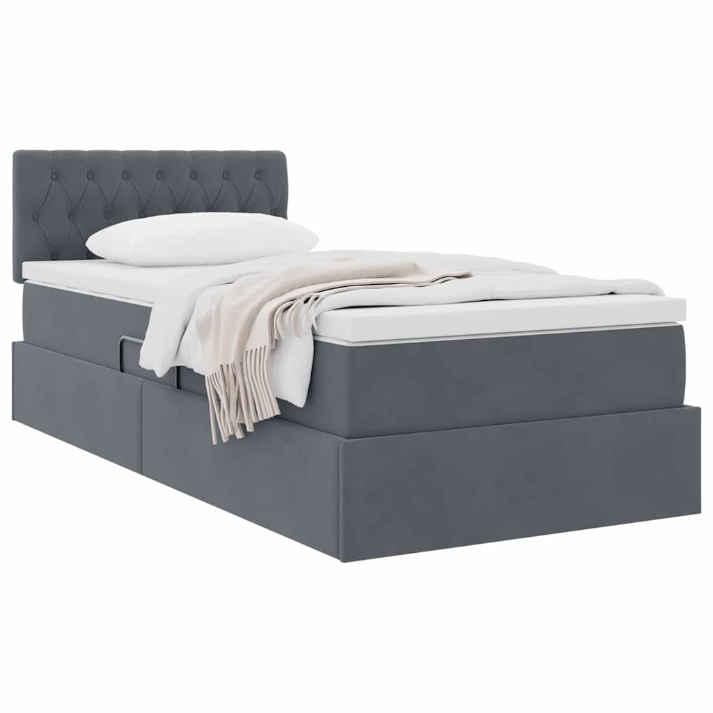 Krevet s od storage s madracem Tamno siva 90 x 200 cm Baršun