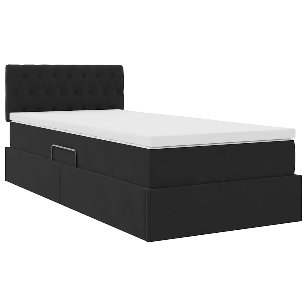 Krevet s od storage s uzglavljem Crna 90 x 200 cm Baršun