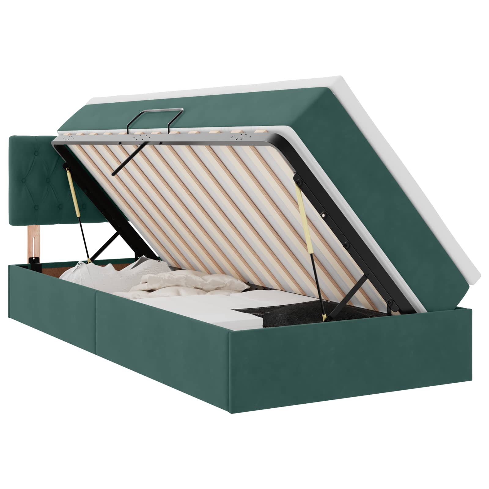 Krevet s od storage s madracem Tamnozelena 100 x 200 cm Baršun