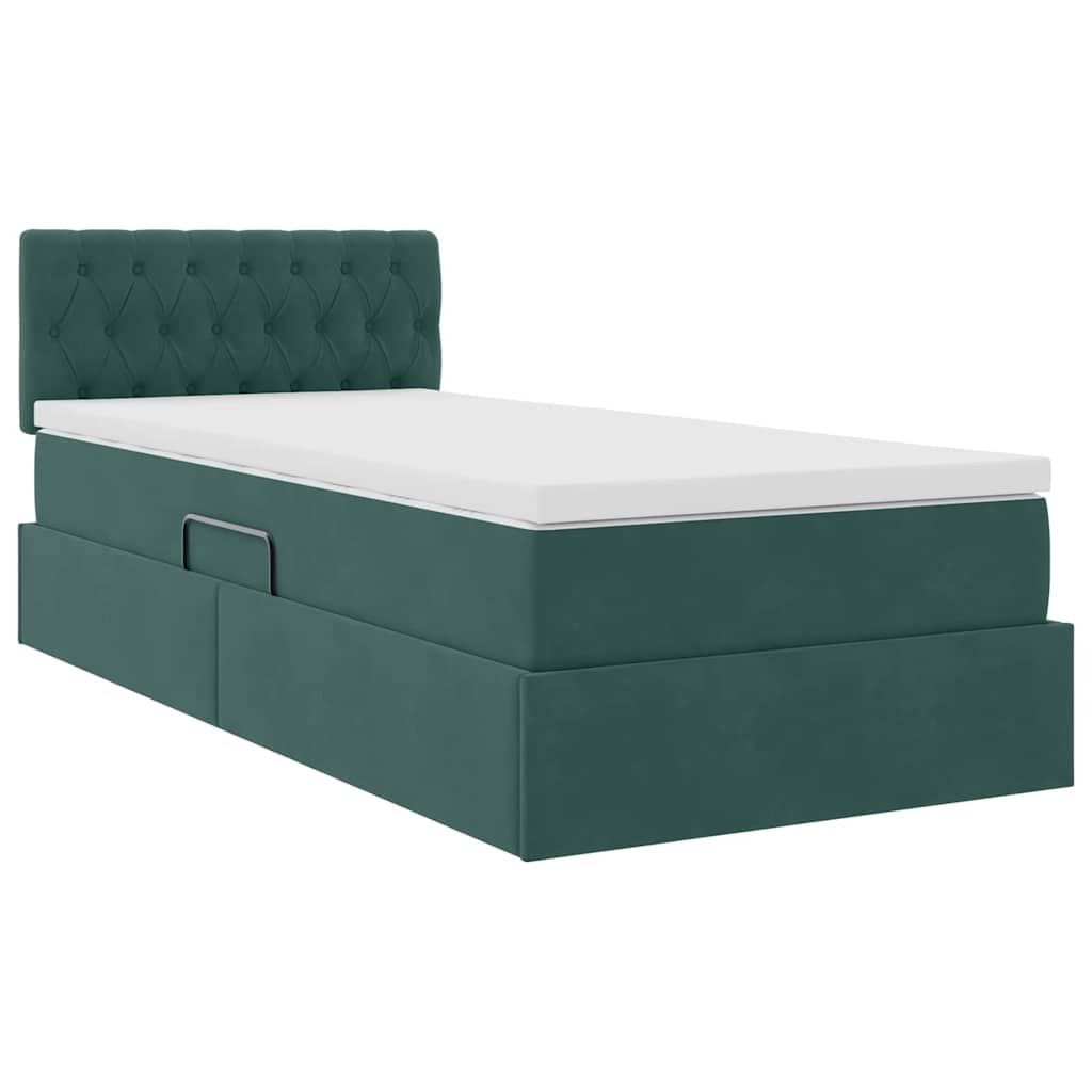 Krevet s od storage s madracem Tamnozelena 100 x 200 cm Baršun