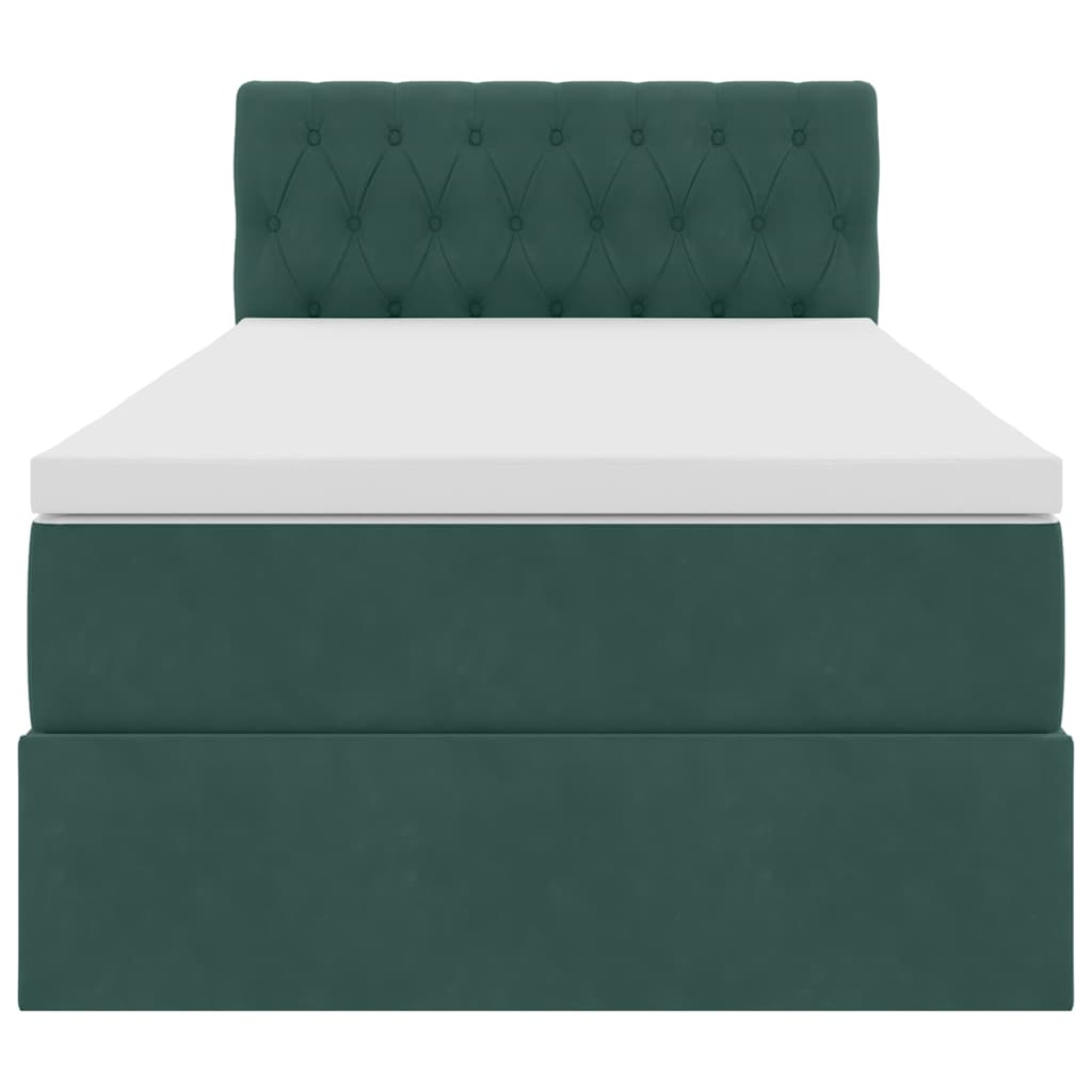 Krevet s od storage s madracem Tamnozelena 100 x 200 cm Baršun