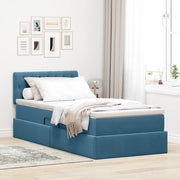 Krevet s od storage Tamno plava 100 x 200 cm Baršun