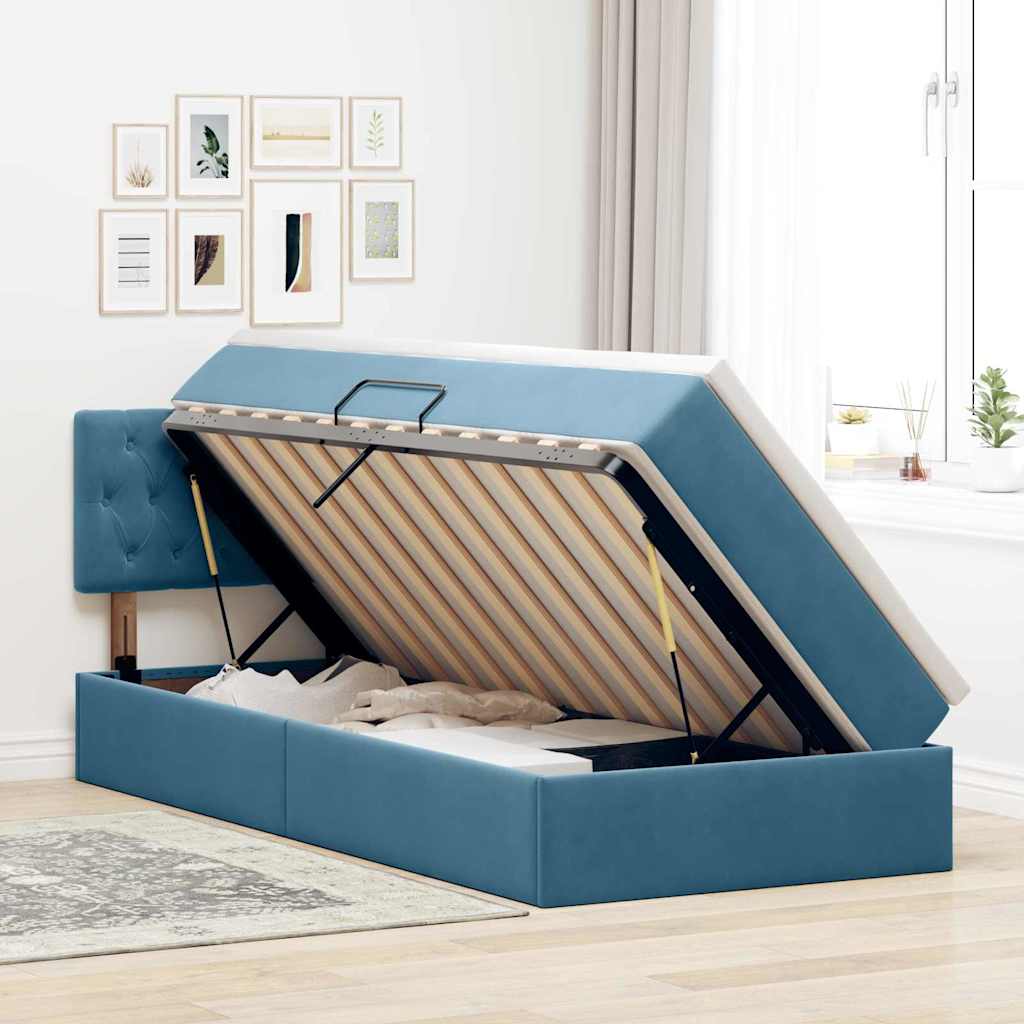 Krevet s od storage Tamno plava 100 x 200 cm Baršun