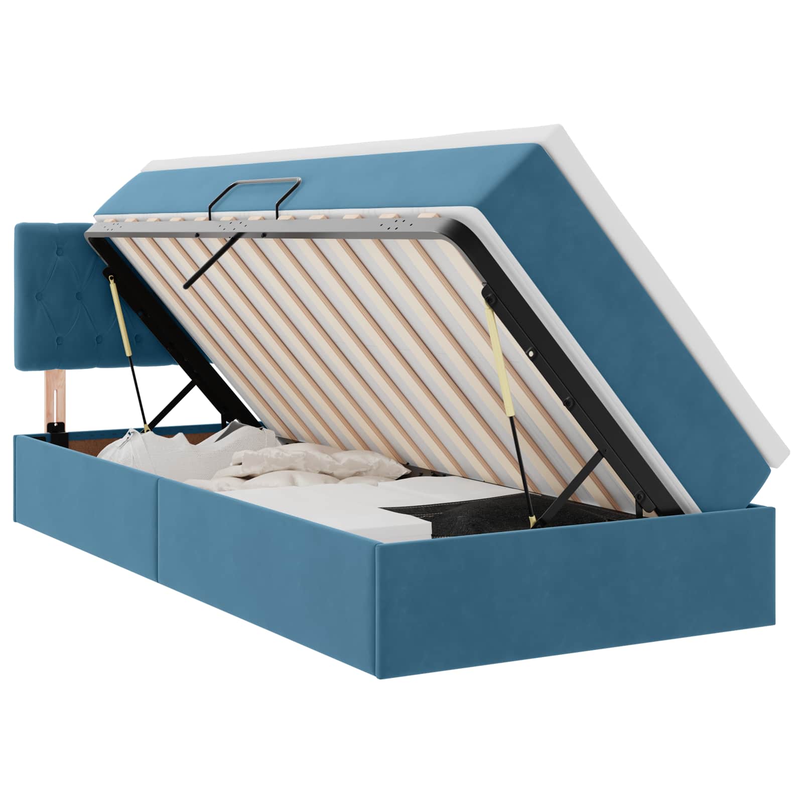 Krevet s od storage Tamno plava 100 x 200 cm Baršun