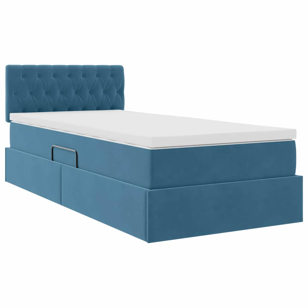 Krevet s od storage Tamno plava 100 x 200 cm Baršun