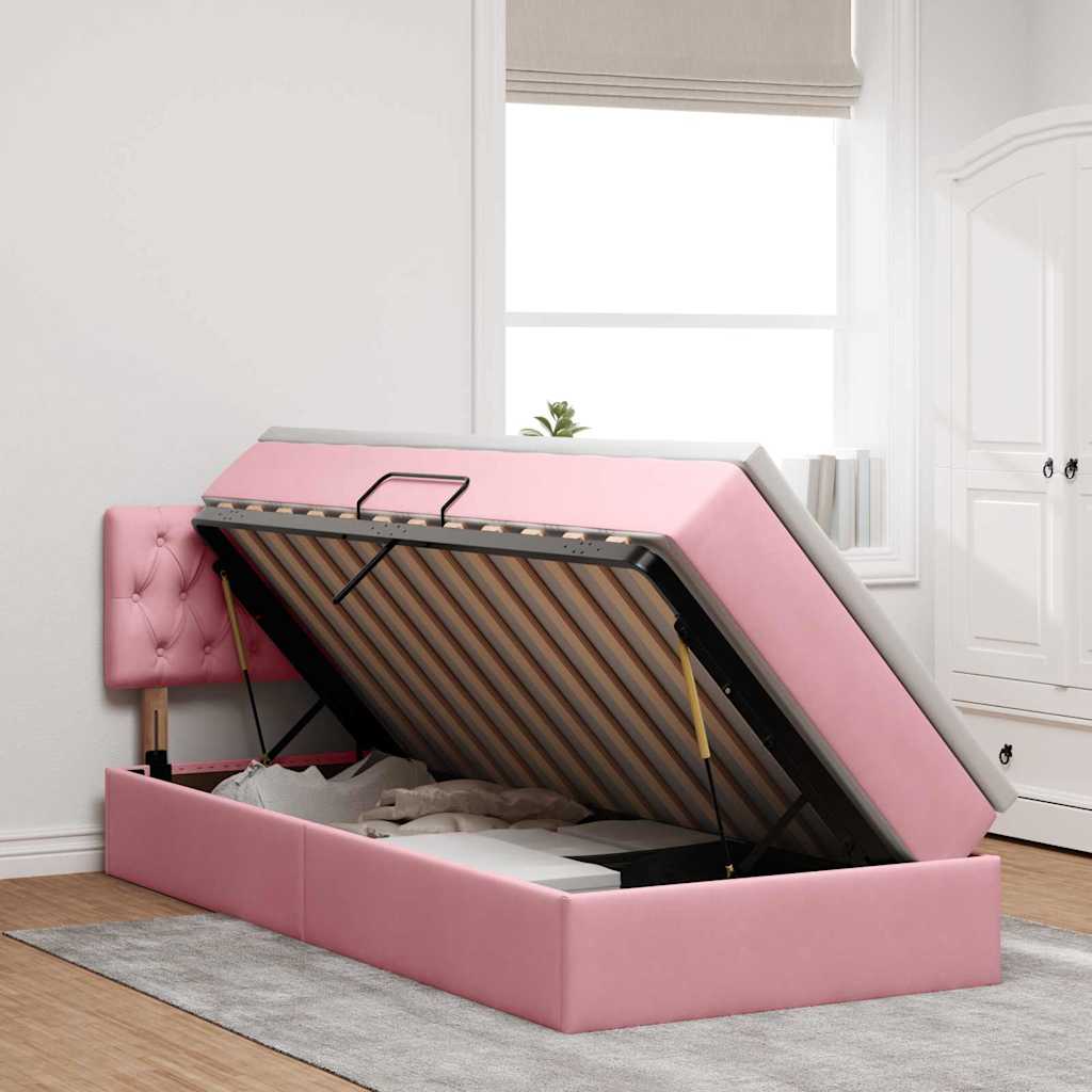 Krevet s od storage s uzglavljem Ružičasta 100 x 200 cm Baršun