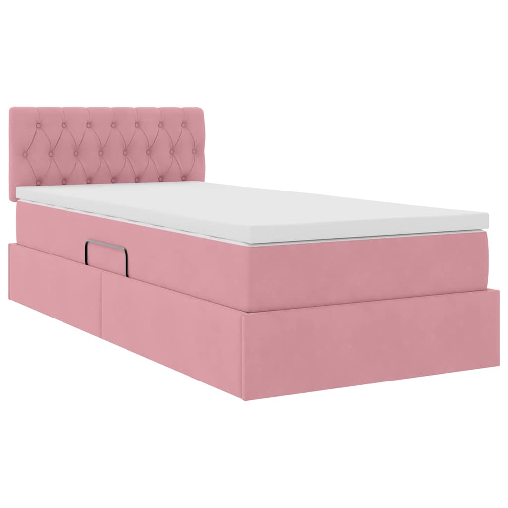 Krevet s od storage s uzglavljem Ružičasta 100 x 200 cm Baršun