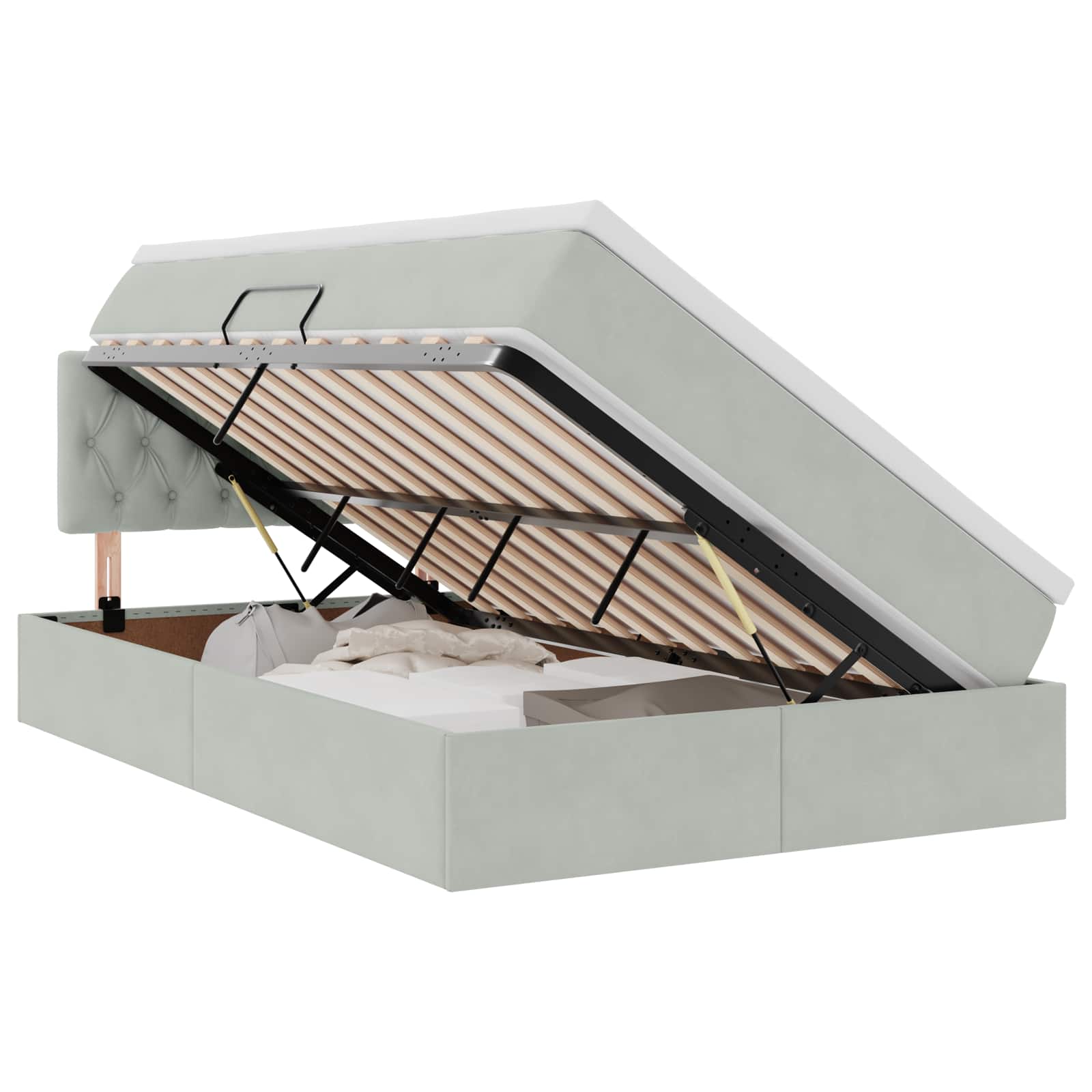Krevet s od storage Svijetlo siva 120 x 190 cm Baršun