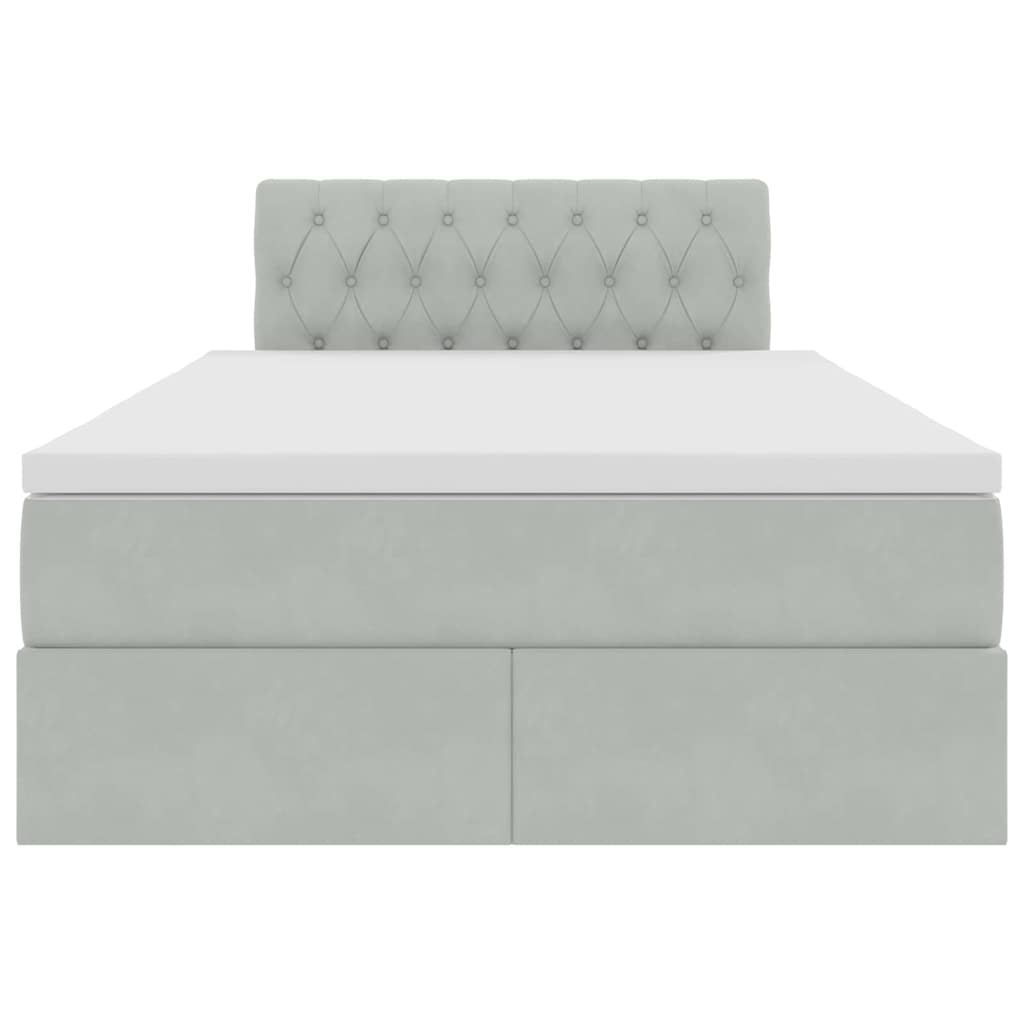 Krevet s od storage Svijetlo siva 120 x 190 cm Baršun