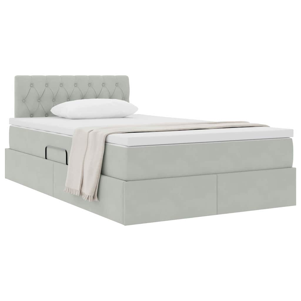 Krevet s od storage Svijetlo siva 120 x 190 cm Baršun