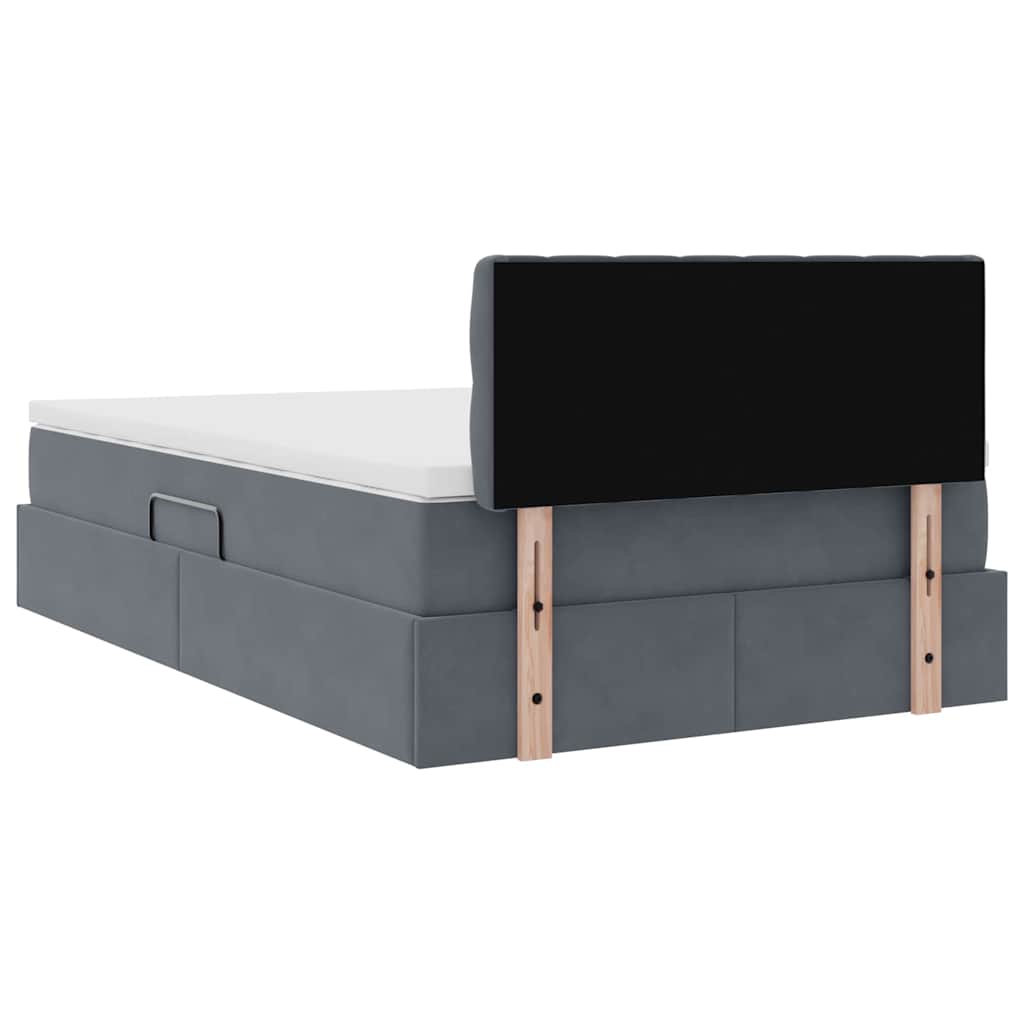 Krevet s od storage s madracem Tamno siva 120 x 190 cm Baršun