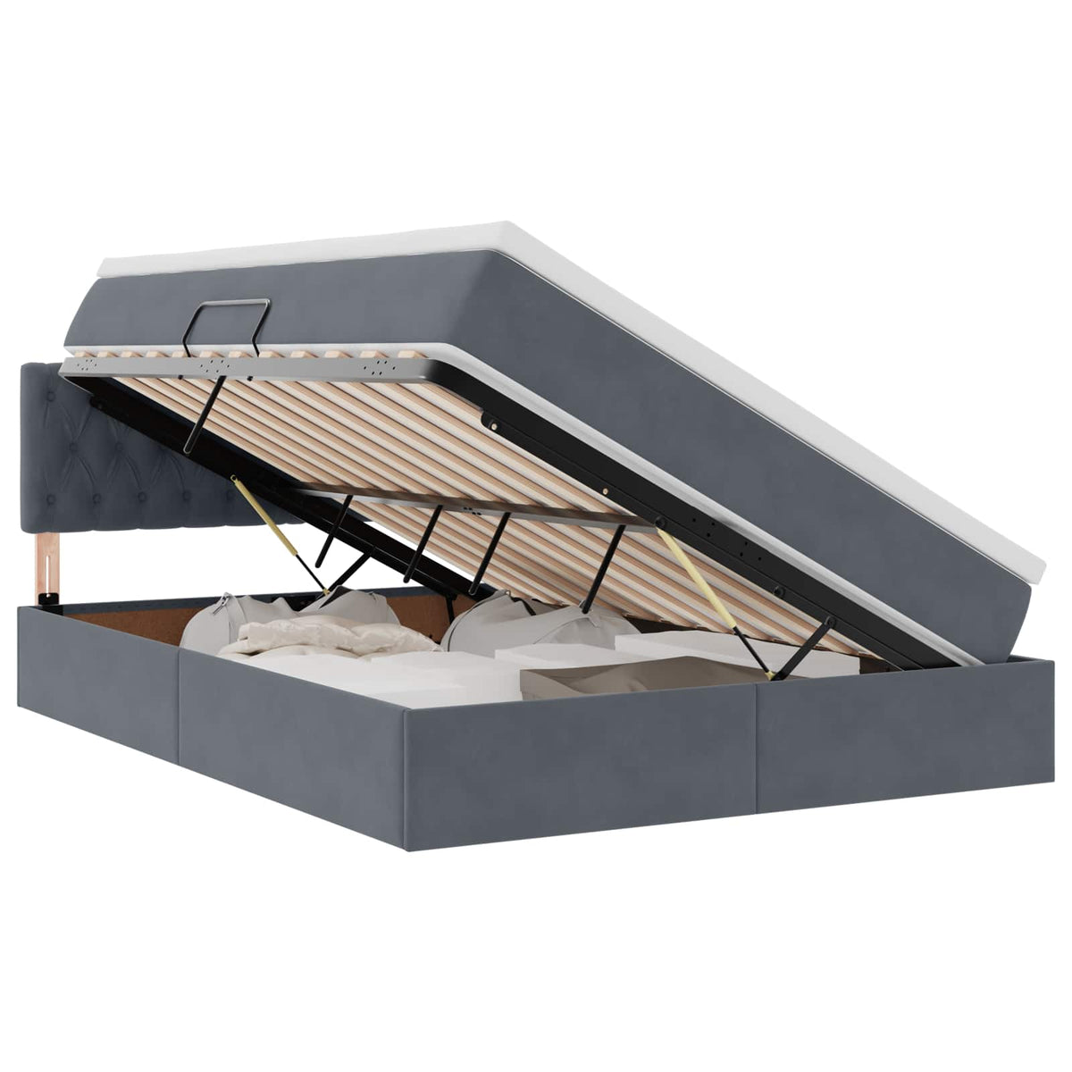 Krevet s od storage s uzglavljem Tamno siva 140 x 190 cm Baršun