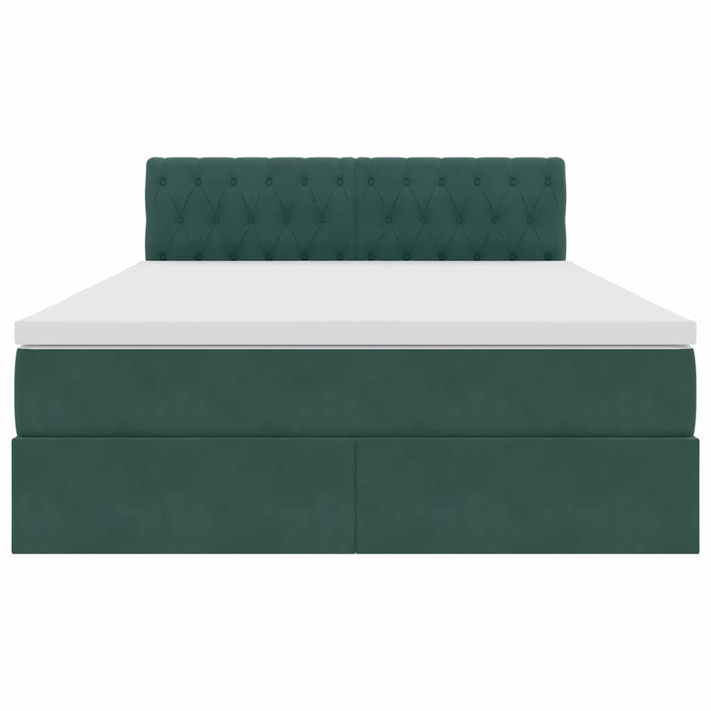 Krevet s od storage s madracem Tamnozelena 140 x 190 cm Baršun