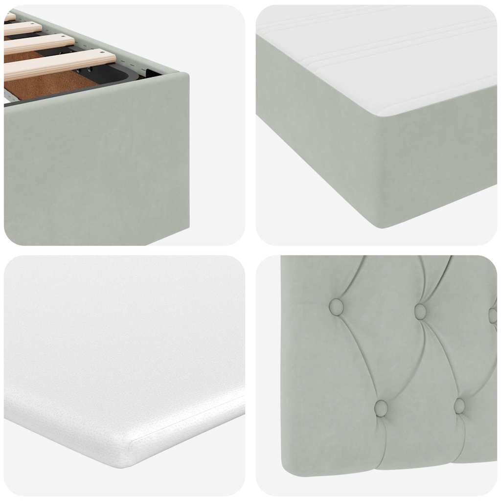 Krevet s od storage Svijetlo siva 140 x 200 cm Baršun