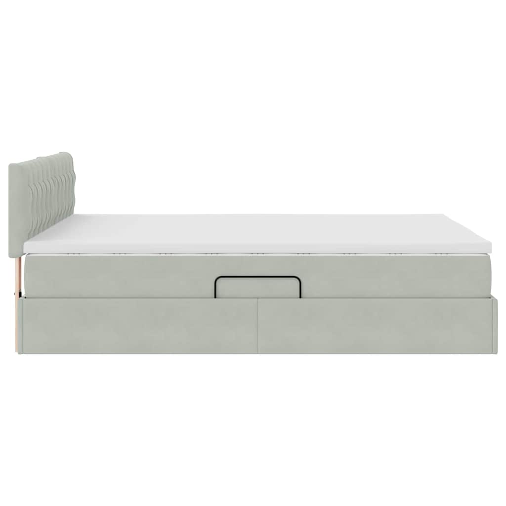 Krevet s od storage Svijetlo siva 140 x 200 cm Baršun