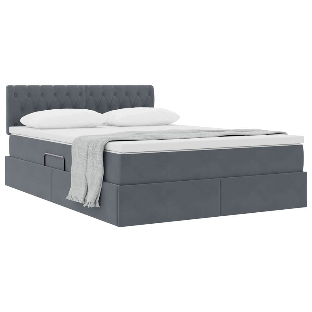 Krevet s od storage s uzglavljem Tamno siva 140 x 200 cm Baršun