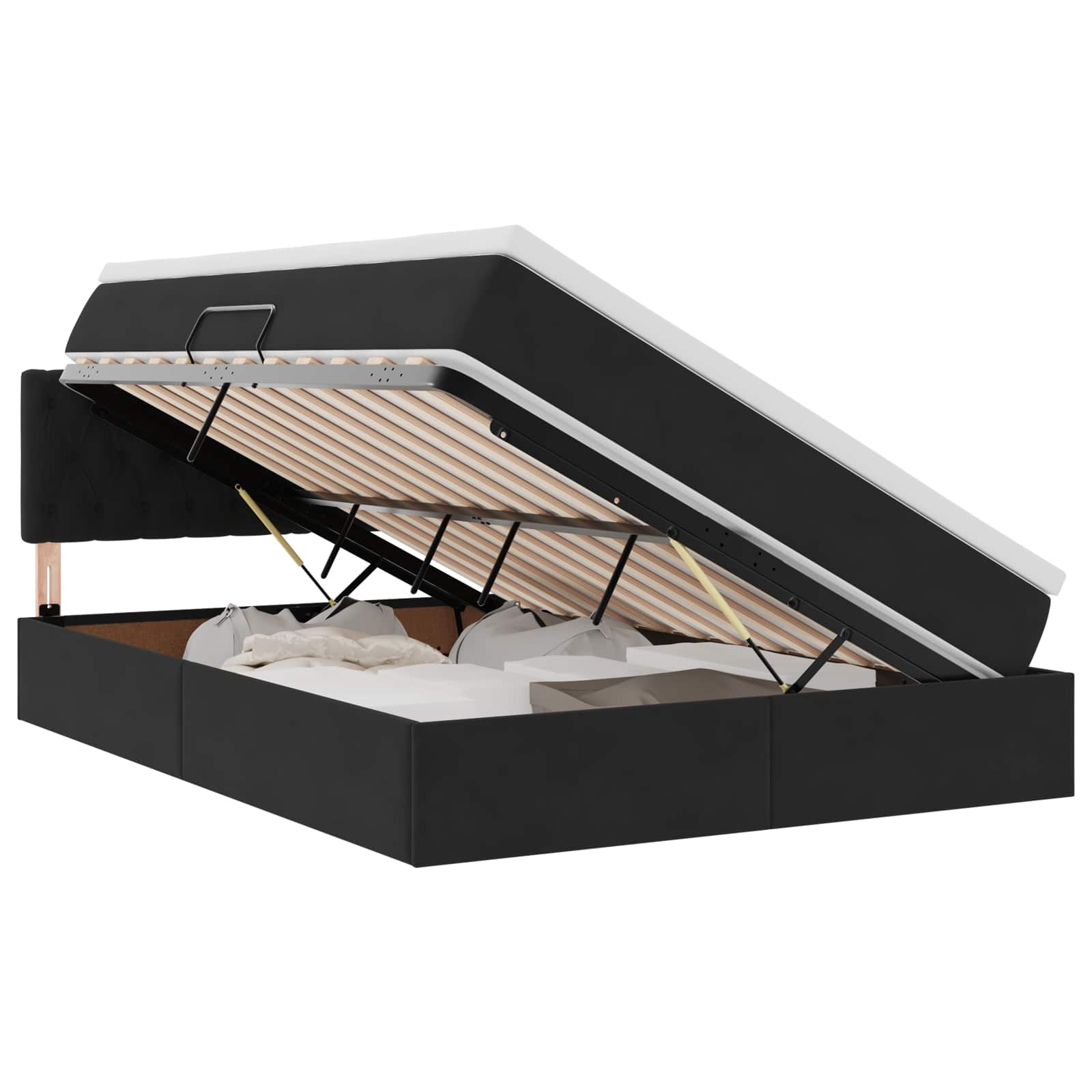 Krevet s od storage s madracem Crna 140 x 200 cm Baršun