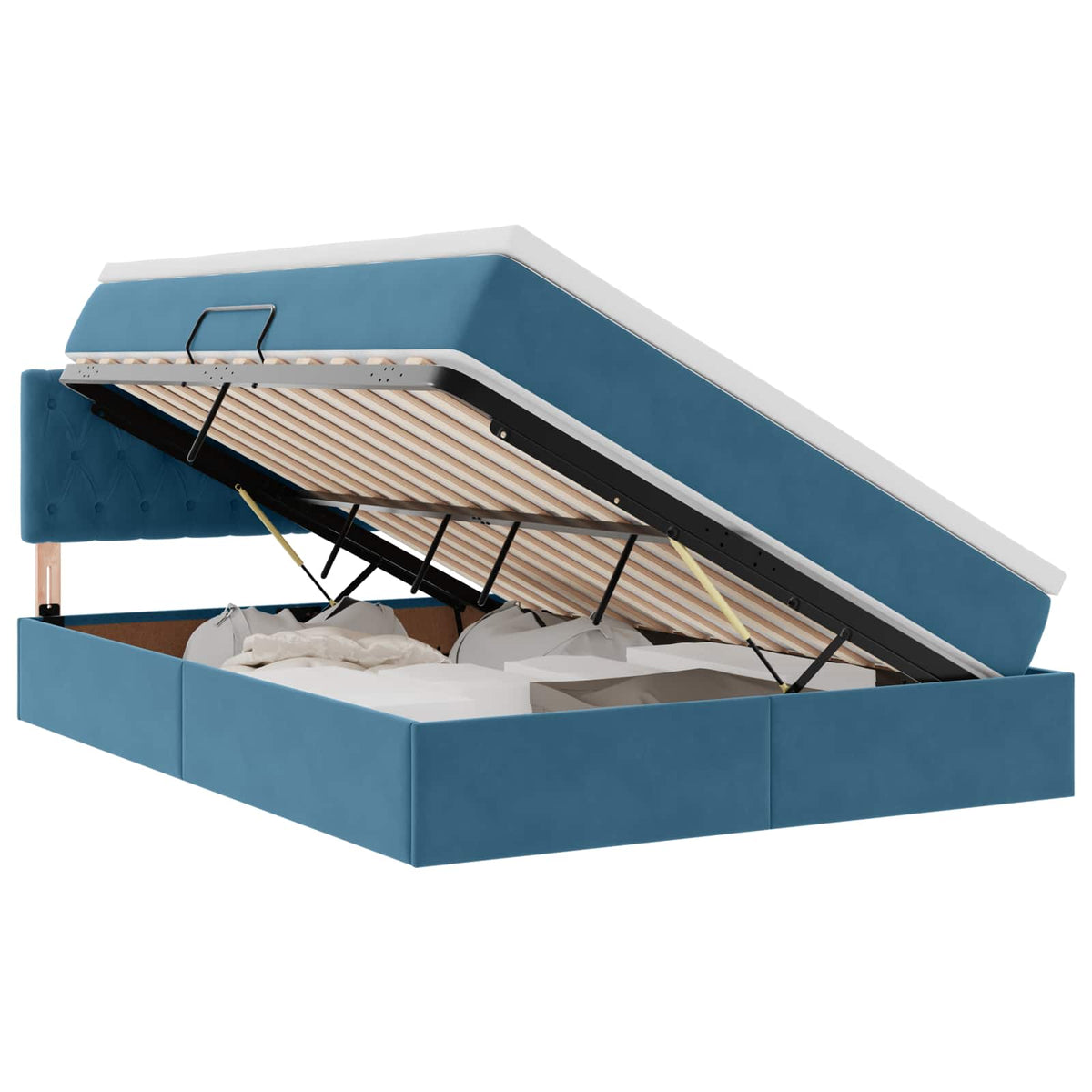 Krevet s od storage Tamno plava 140 x 200 cm Baršun
